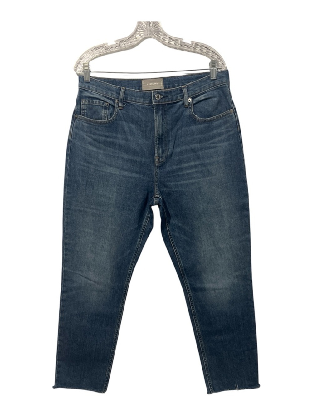Everlane The Cheeky Jeans Women’s 31 Blue Cotton High Rise Straight Raw Hem